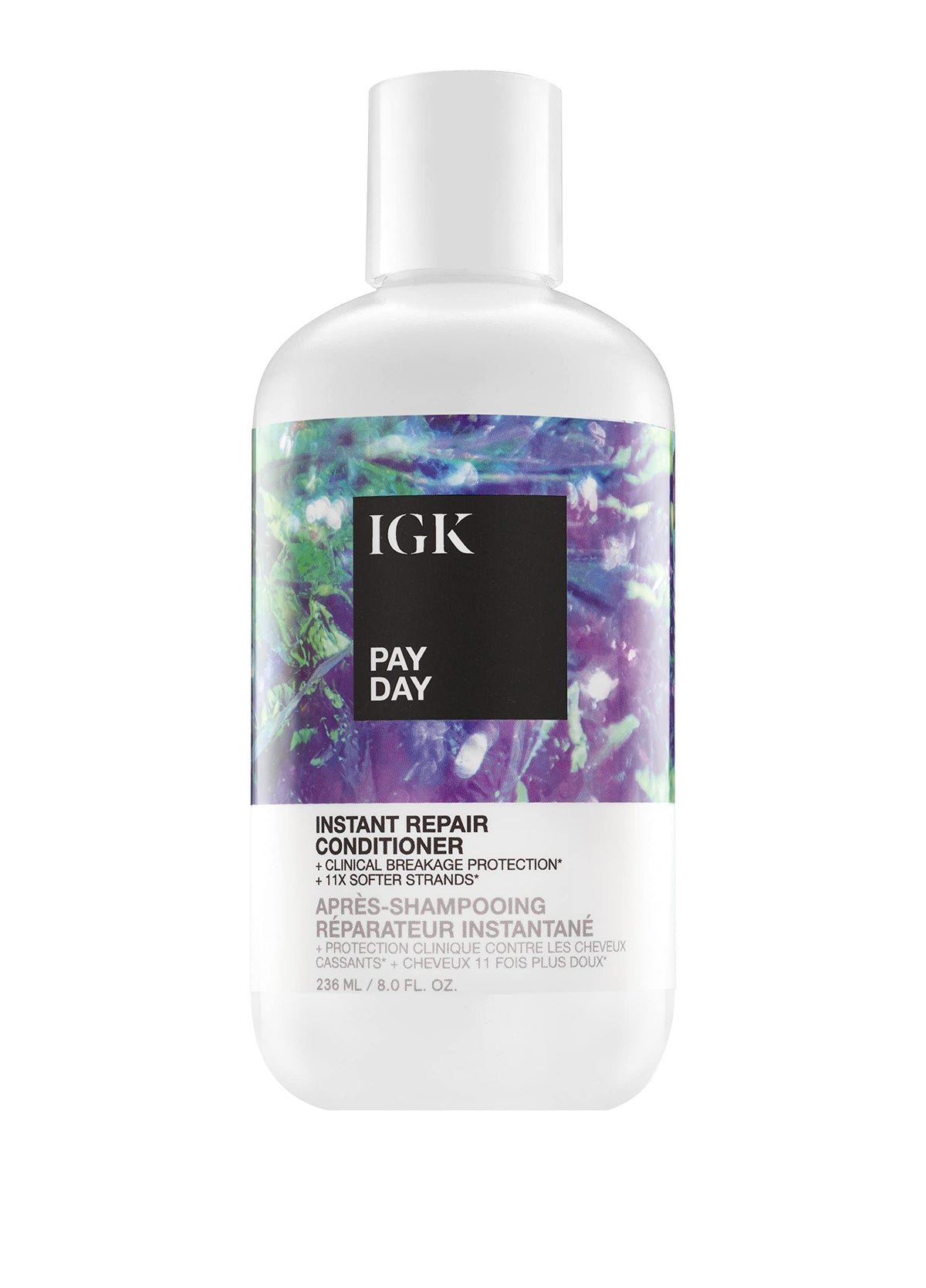 IGK Pay Day: bouteille réparation instantanée pour cheveux fragiles et abîmés.