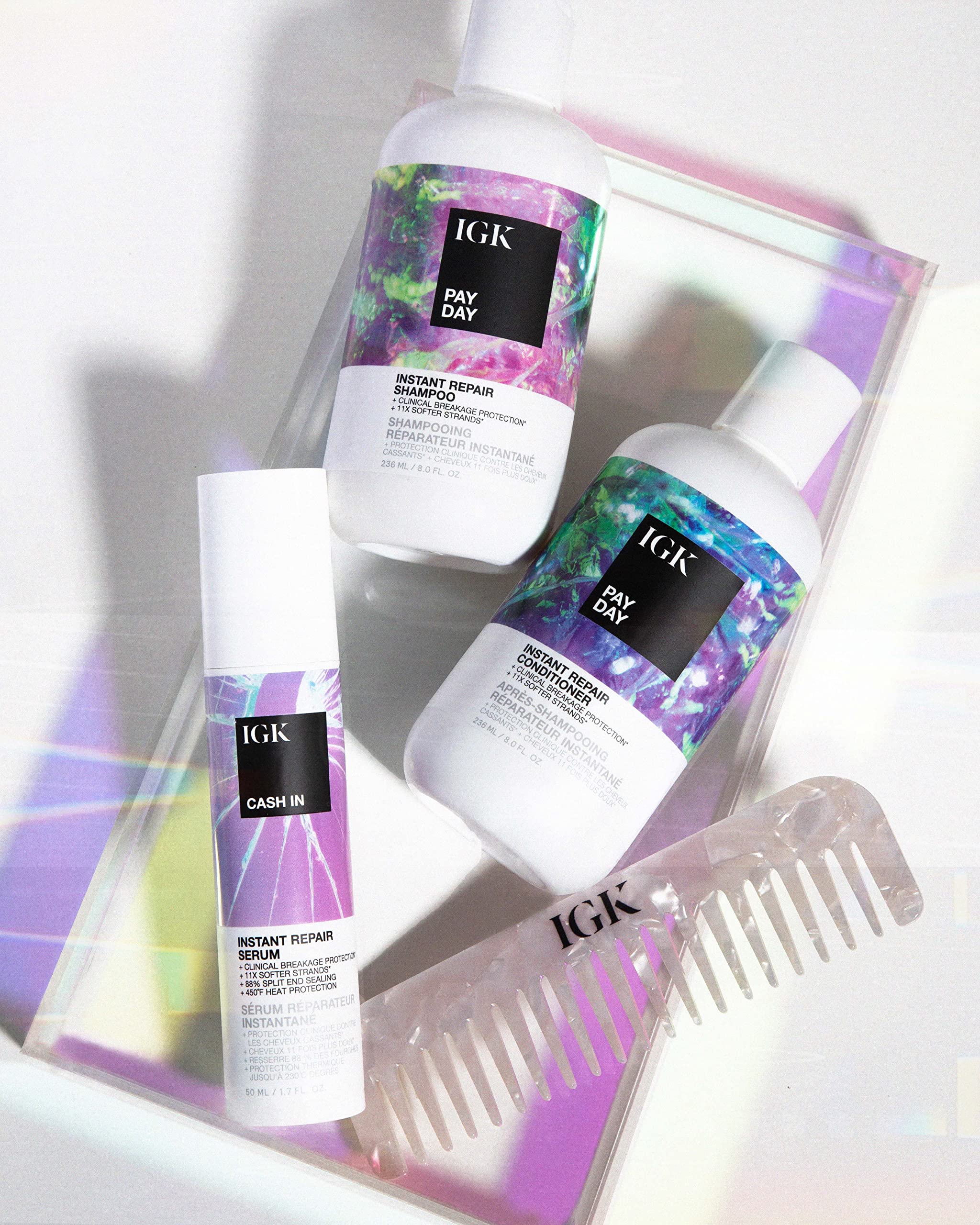 IGK Pay Day: extrait vegan silk renforçant la fibre capillaire.