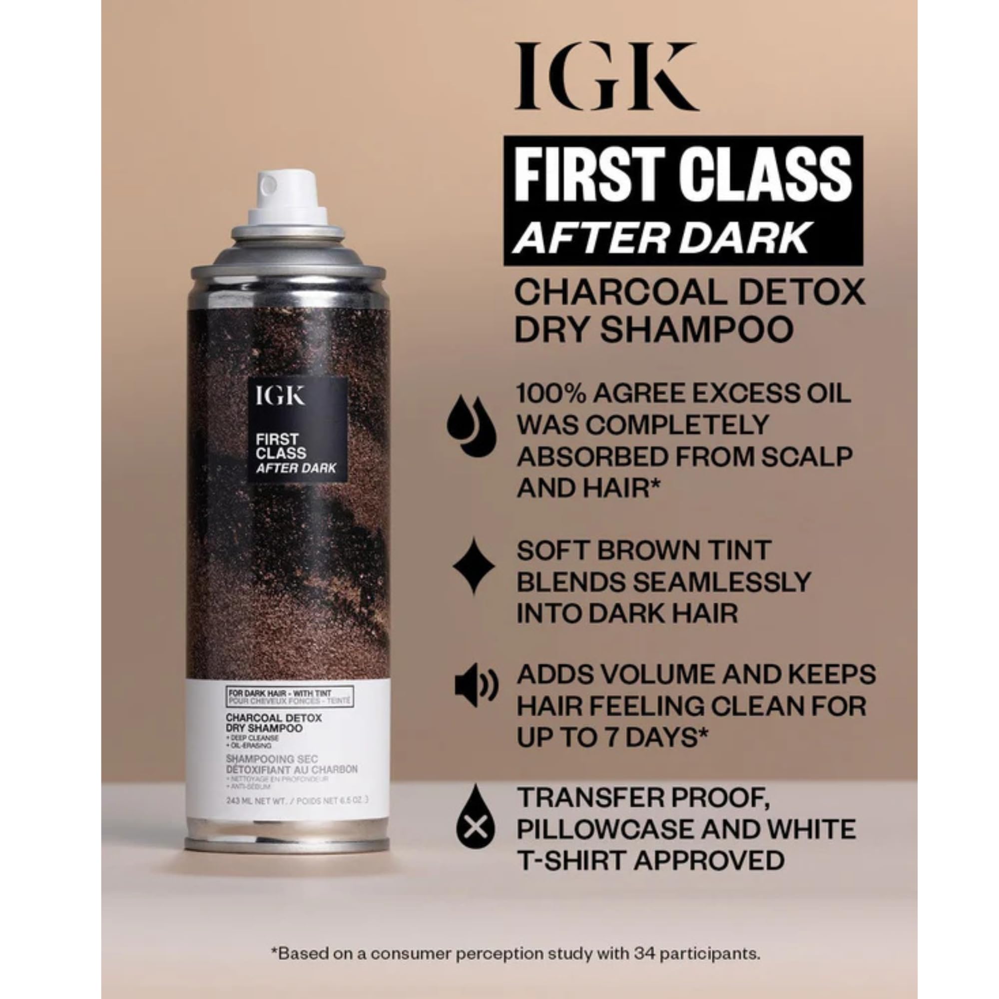 IGK Première Classe Après-Nuit Charbon Aérosol Racines : rafraîchissement ciblé et volume léger