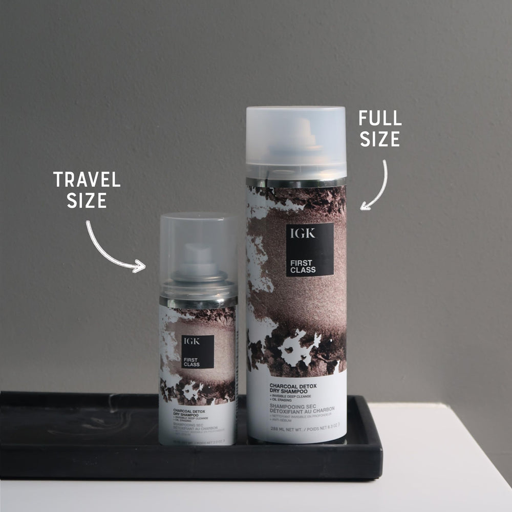 IGK Première Classe Détox Charbon Shampoing Sec – application rapide sur les racines pour absorber l'excès d'huile