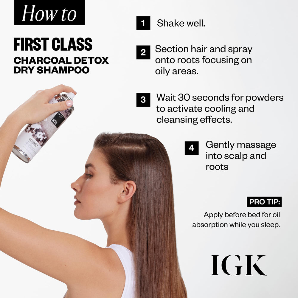 IGK Première Classe Detox Charbon — fini léger et non collant après utilisation.