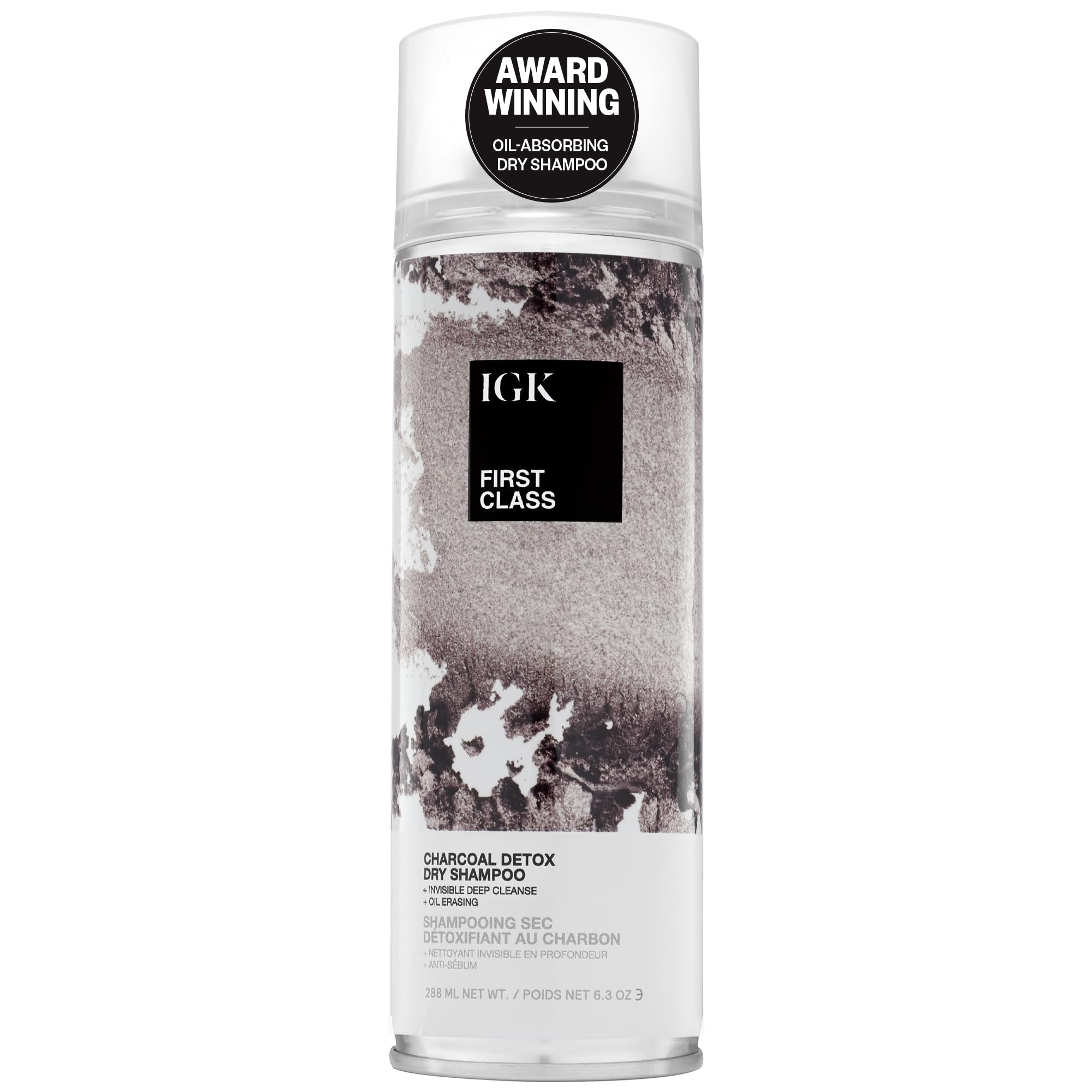 IGK Première Classe Detox Charbon — bouteille pratique pour une application rapide.