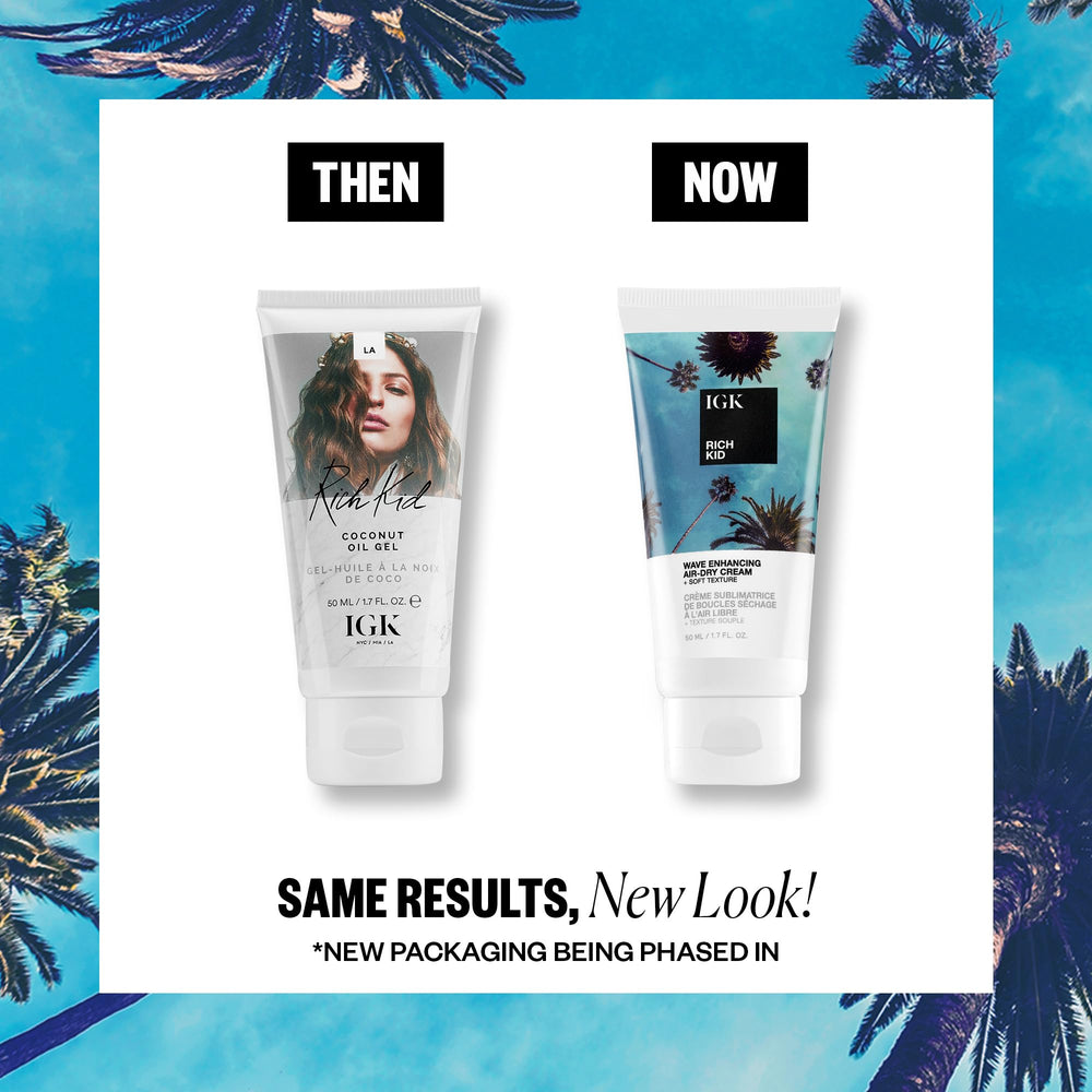 IGK Rich Kid Gel Coco – application pour séchage à l'air, texture légère.