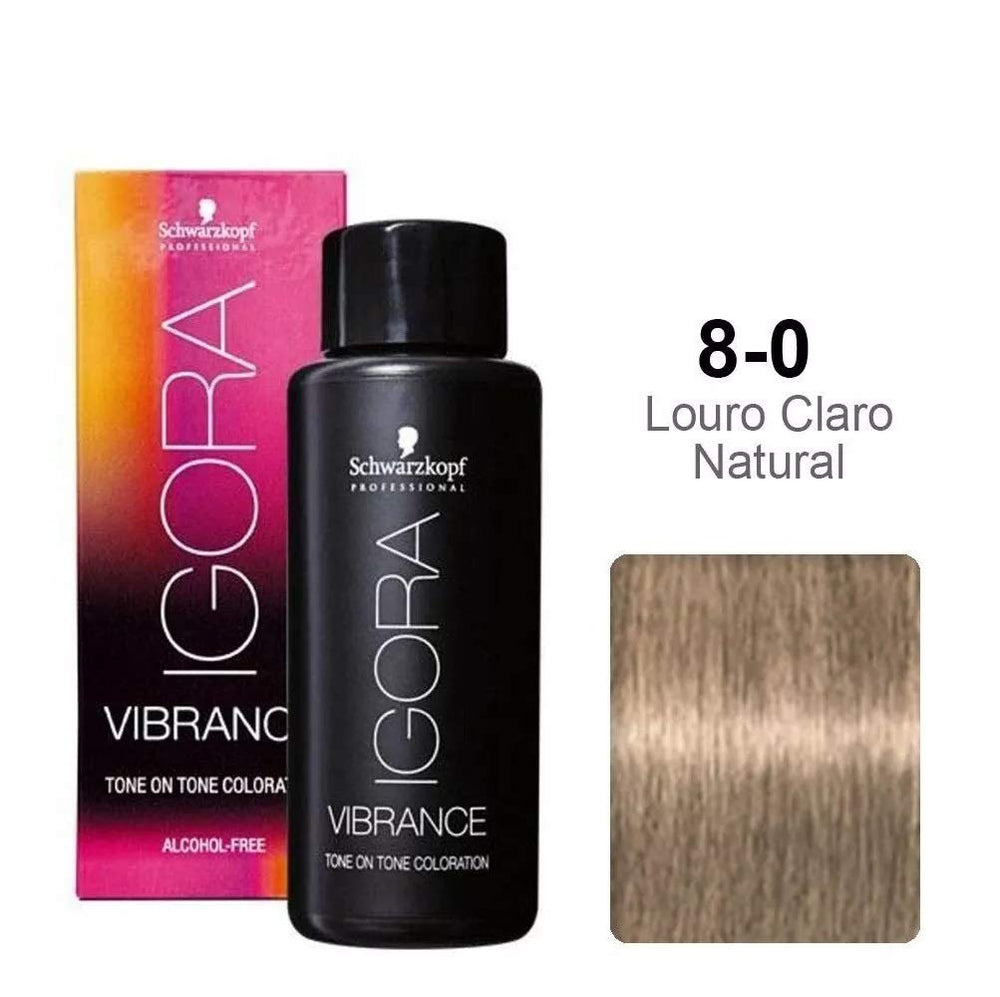 Igora Vibrance 8-0: échantillon montrant rendu naturel et lumineux.