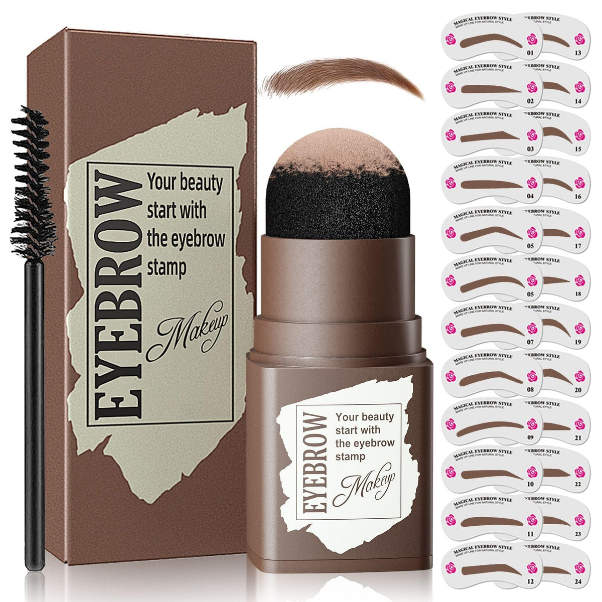 Kit Ihrlpxkc pour sourcils avec 24 pochoirs réutilisables et forme naturelle