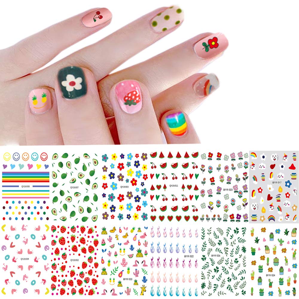 IHUKEIT autocollants ongles fleurs, décoration rapide et durable pour ongles.