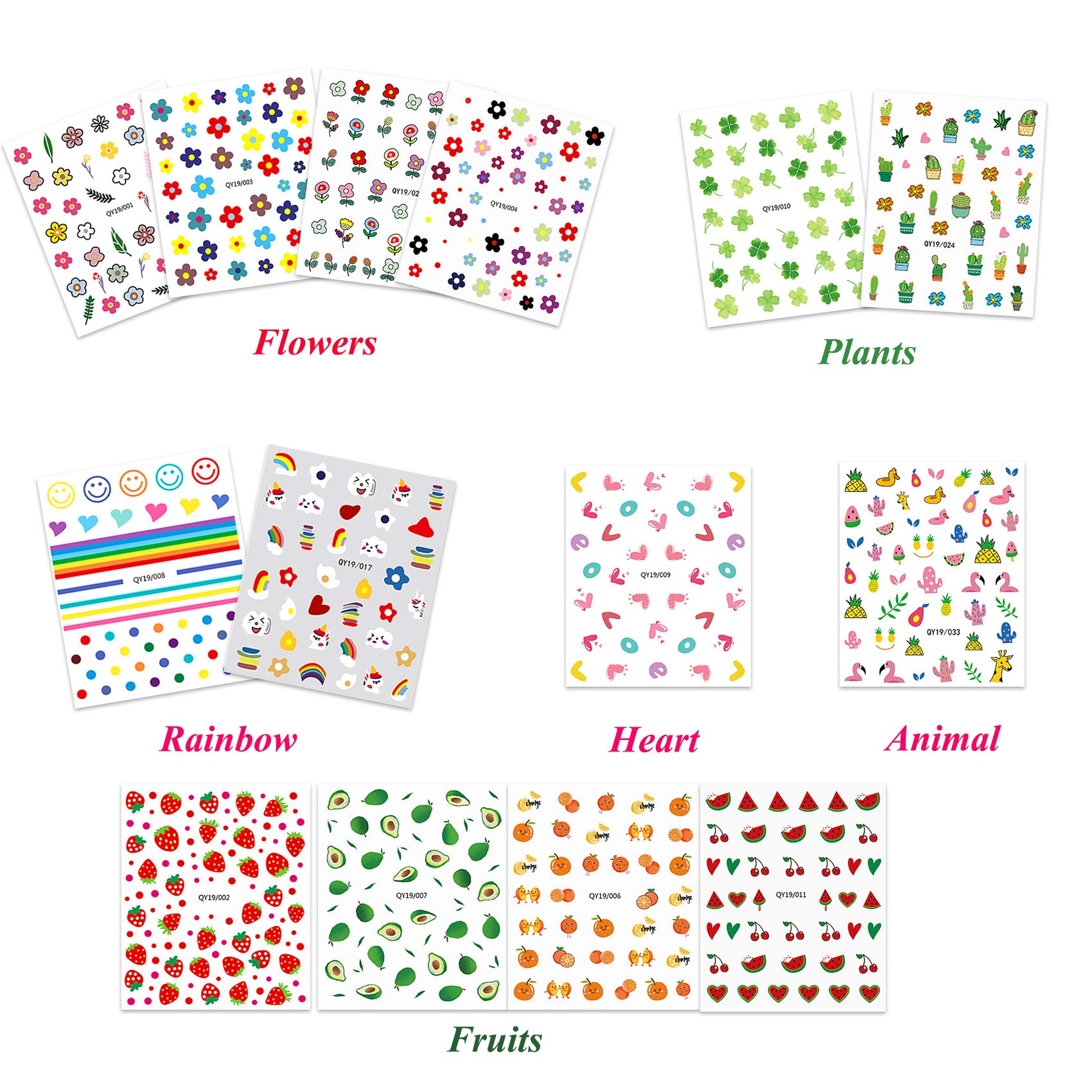 IHUKEIT autocollants ongles fleurs et plantes arc-en-ciel, déco durable.