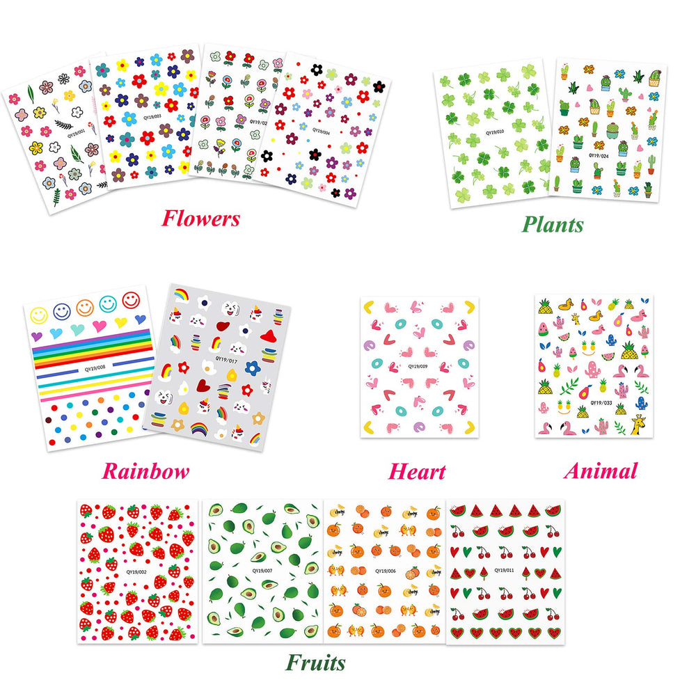 IHUKEIT autocollants ongles fleurs et plantes arc-en-ciel, déco durable.