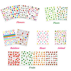 IHUKEIT autocollants ongles fleurs et plantes arc-en-ciel, déco durable.