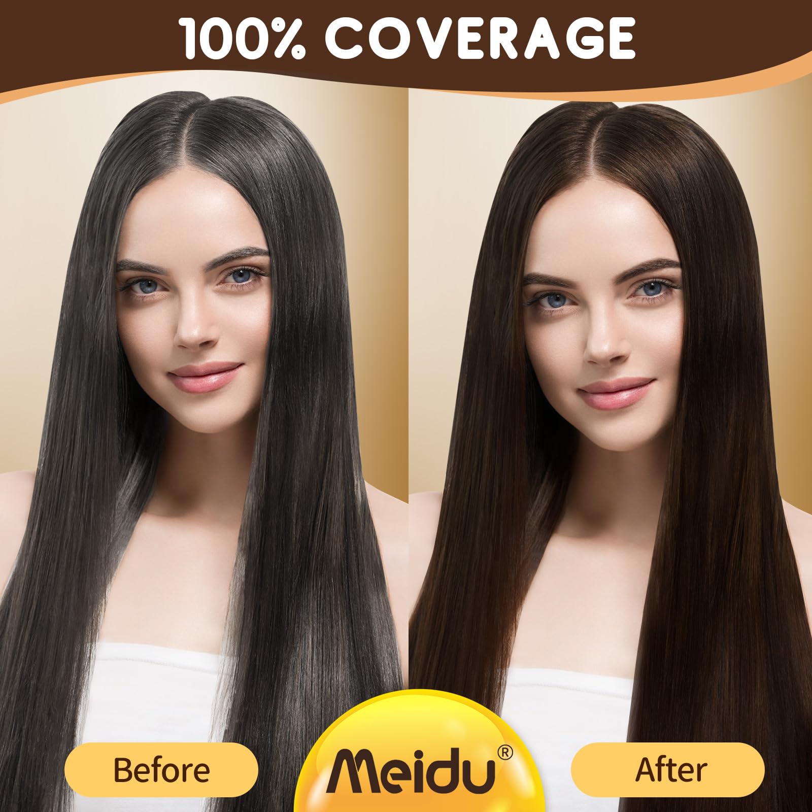 IIIMEIDU Color-result close-up shows rich dark brown shade.