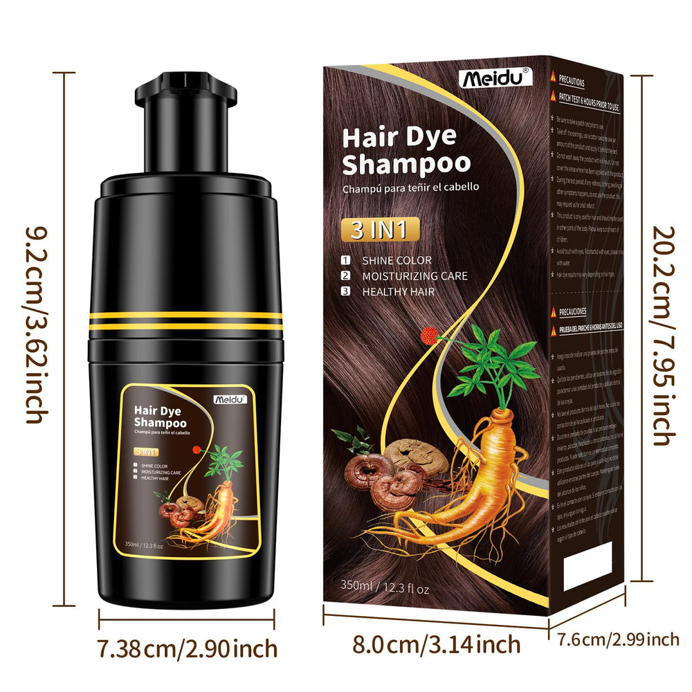 IIIMEIDU Dark Brown Hair Dye Shampoo foam-lather highlights easy application.