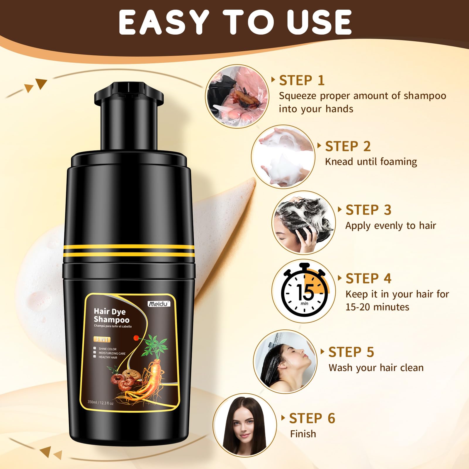 IIIMEIDU Massage-time action illustrates color development process.