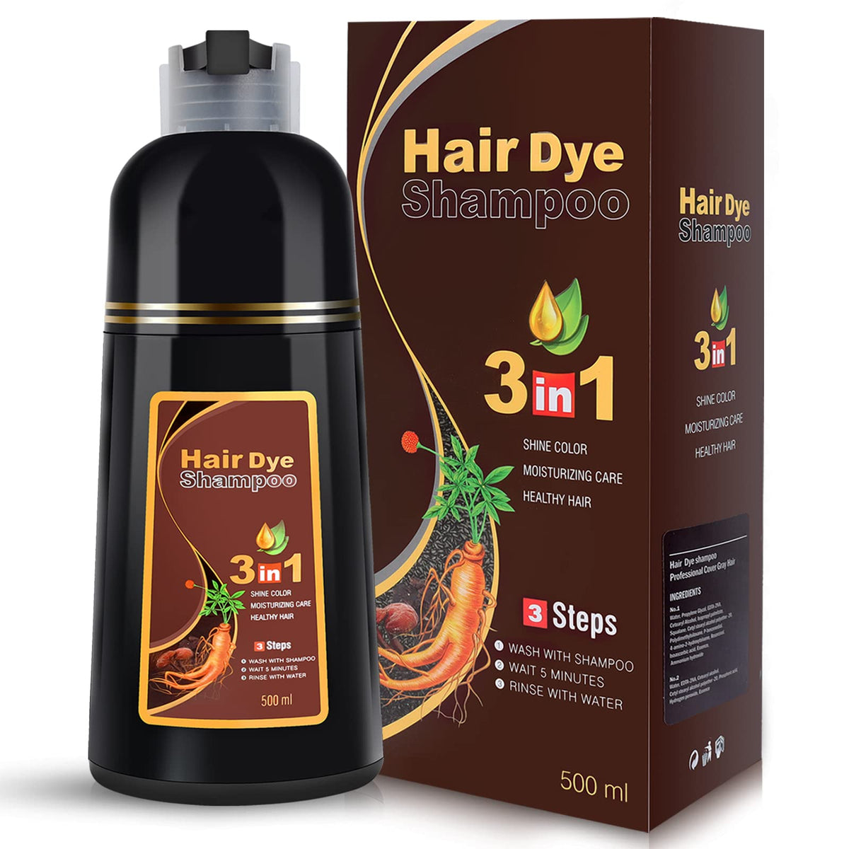 IIIMEIDU colorant-cheveux châtaigne brun : couverture naturelle des cheveux gris.