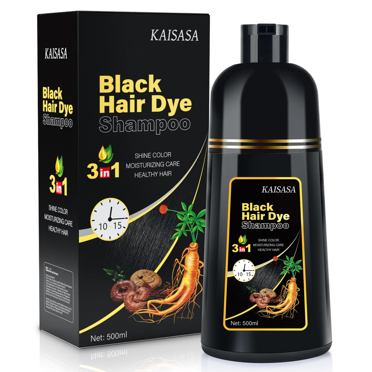 IIIMEIDU Shampoing colorant cheveux gris, bouteille visible, couverture provisoire.