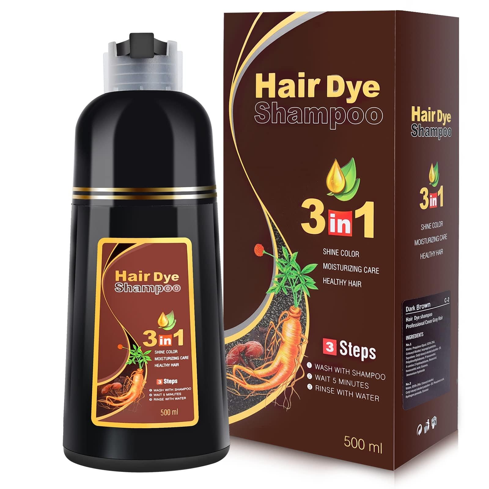 IIIMEIDU shampoo colorant cheveux gris — couverture naturelle des racines.