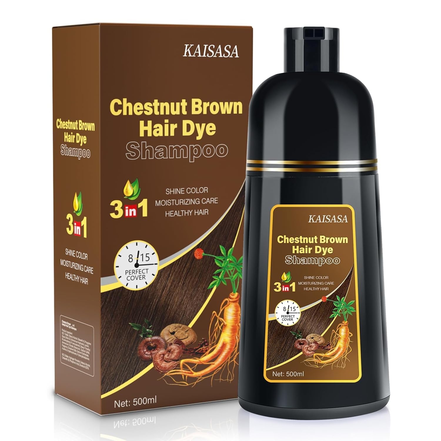 IIIMEIDU Shampoing colorant pour cheveux gris en bouteille, couverture naturelle.