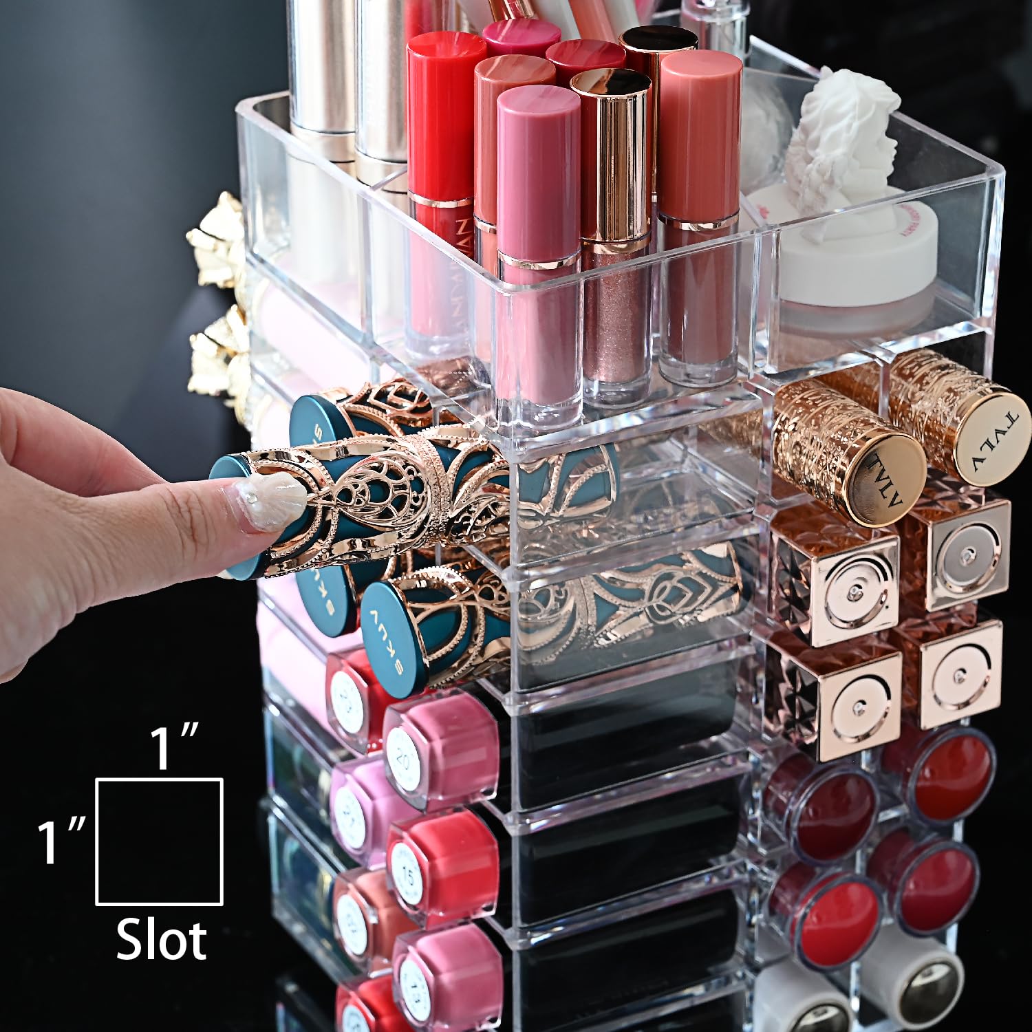Ikee Design Organisateur acrylique clair, affichage net et polyvalent sur votre vanity.
