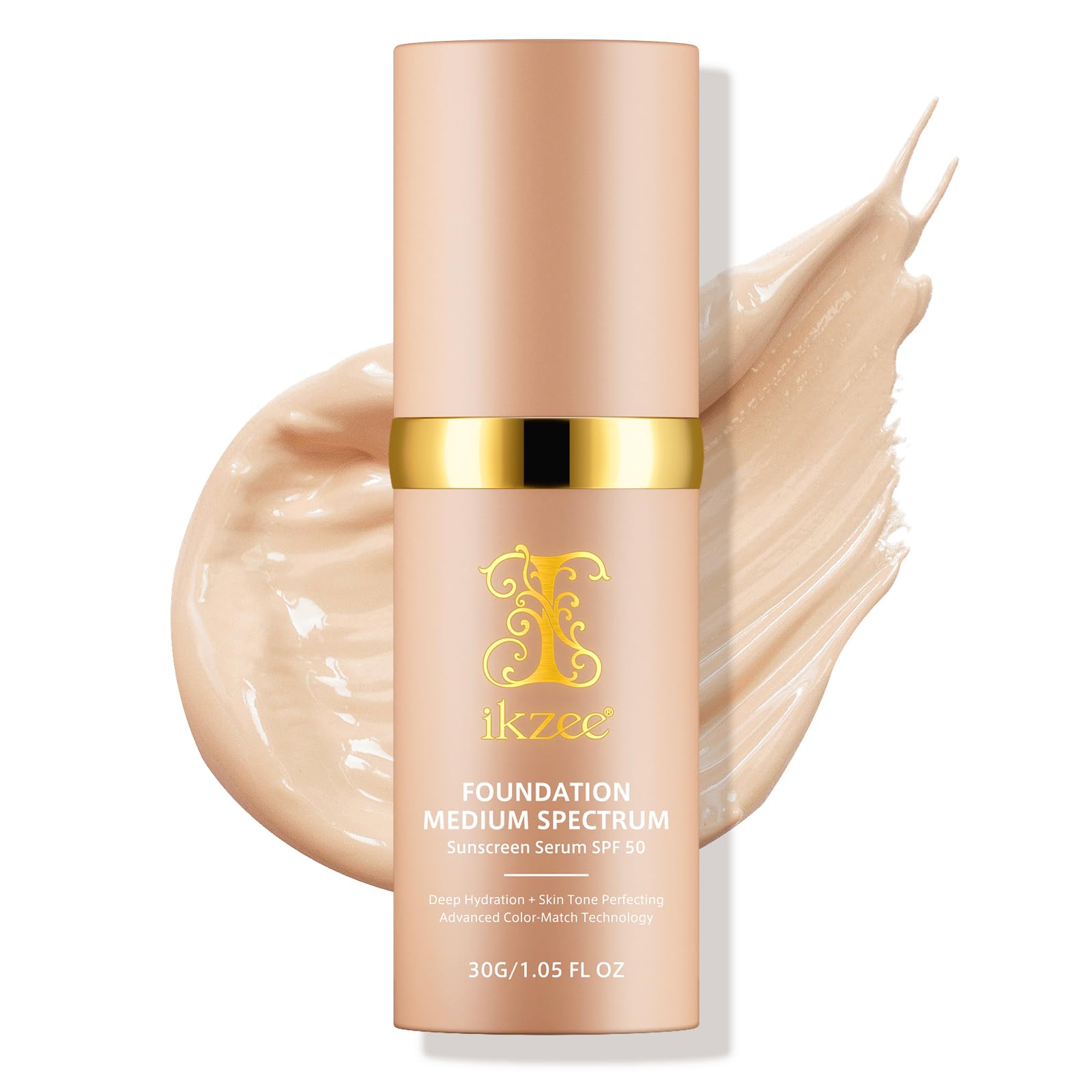 IKZEE Foundation 4 en 1 – Bouteille élégante et fini soyeux hydratant