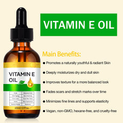 IKZEE huile vitamine-e, flacon compact idéal pour routine visage et cheveux.