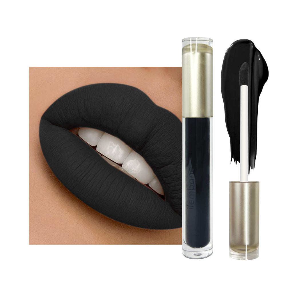 ilembane rouge à lèvres noir mat avec applicateur précision pour un contour net