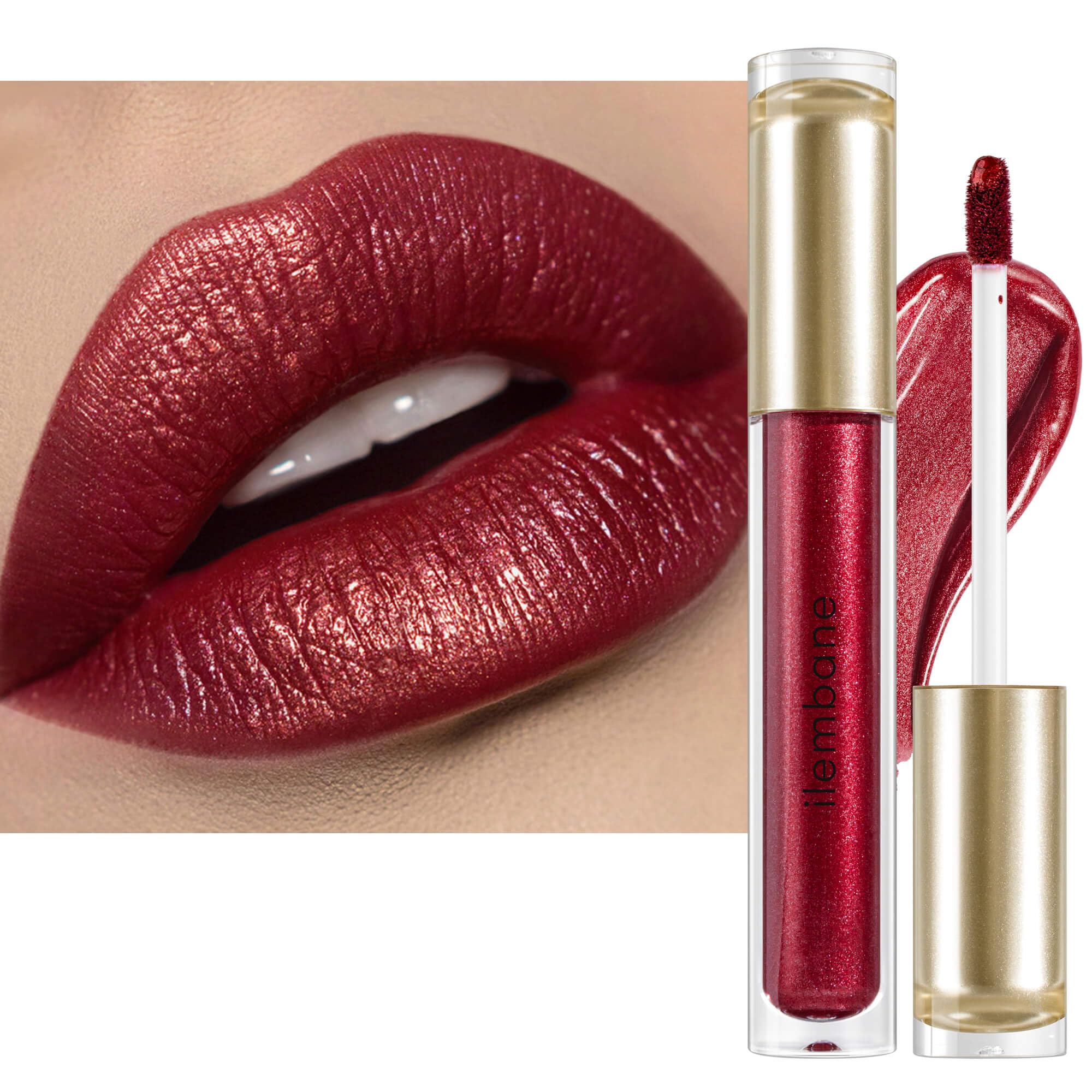 ilembane rouge métallique liquide pour les lèvres, application précise et longue tenue