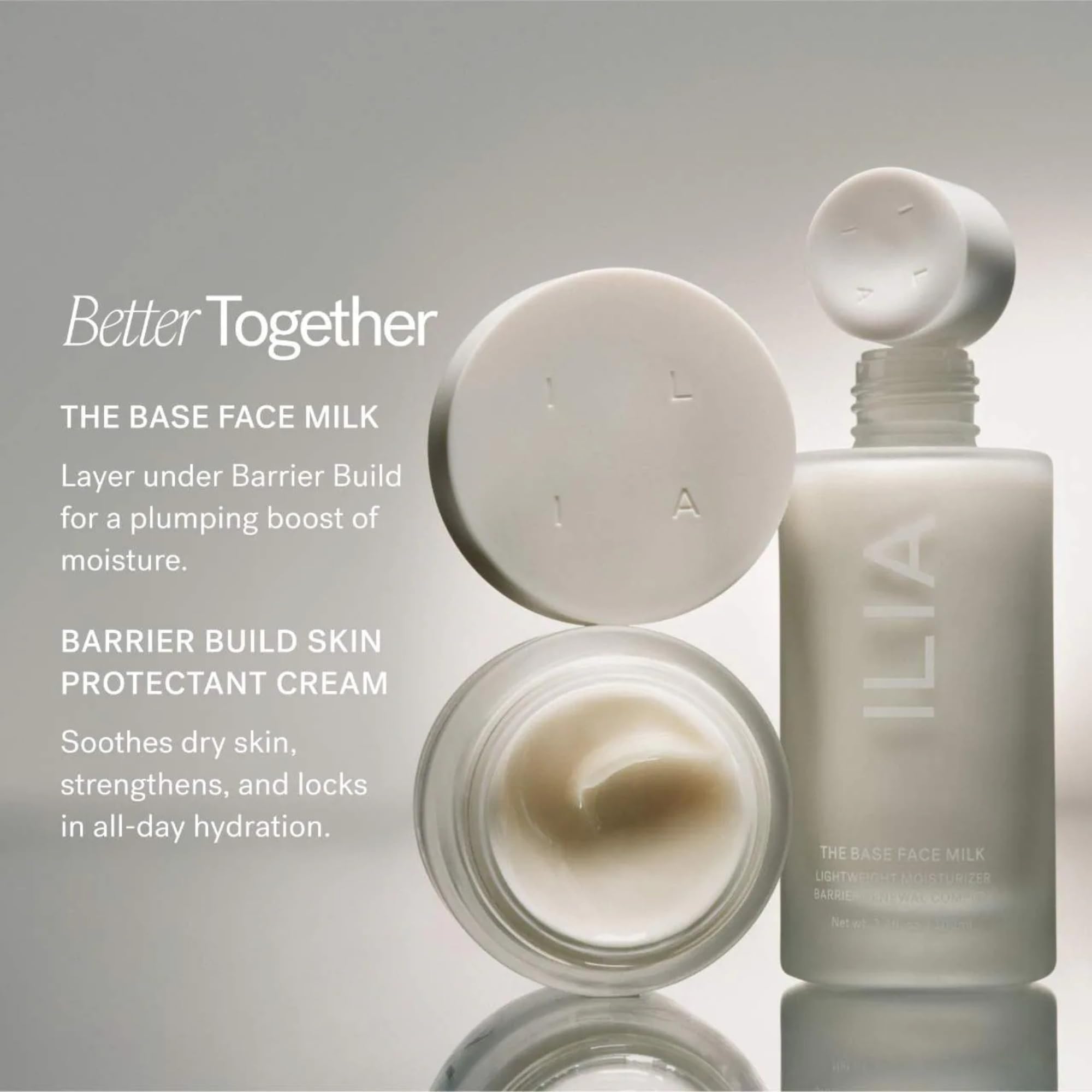 Intégration aisée dans la routine: lait visage Base et Barrière Build