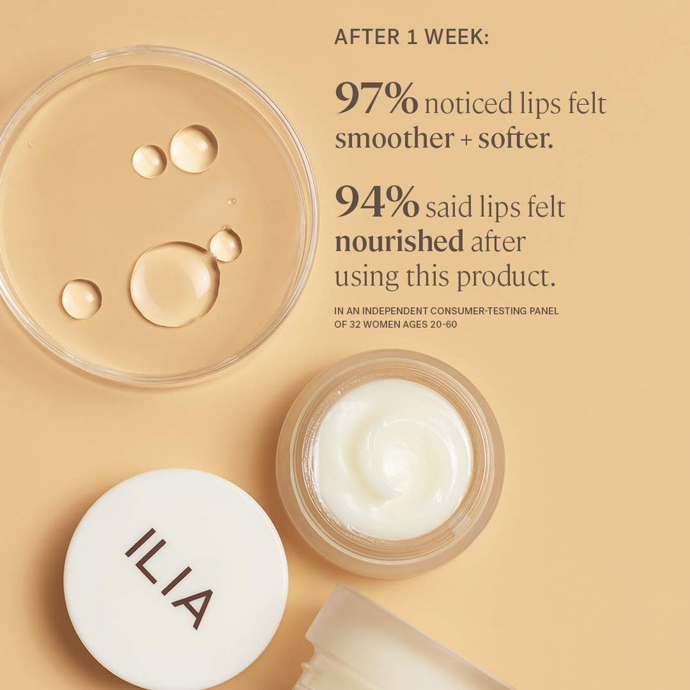 Lip Wrap ILIA enzymes de papaye exfoliation pour lèvres propres et douces.