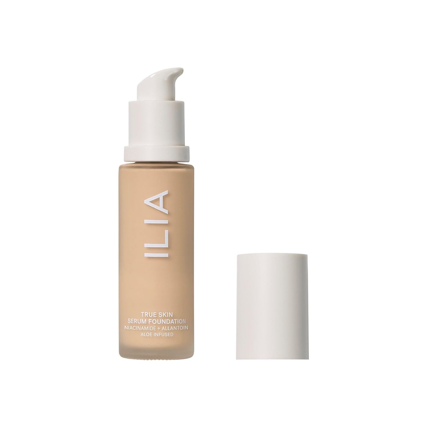 ILIA True Skin Serum Foundation, flacon, fini naturel et léger.