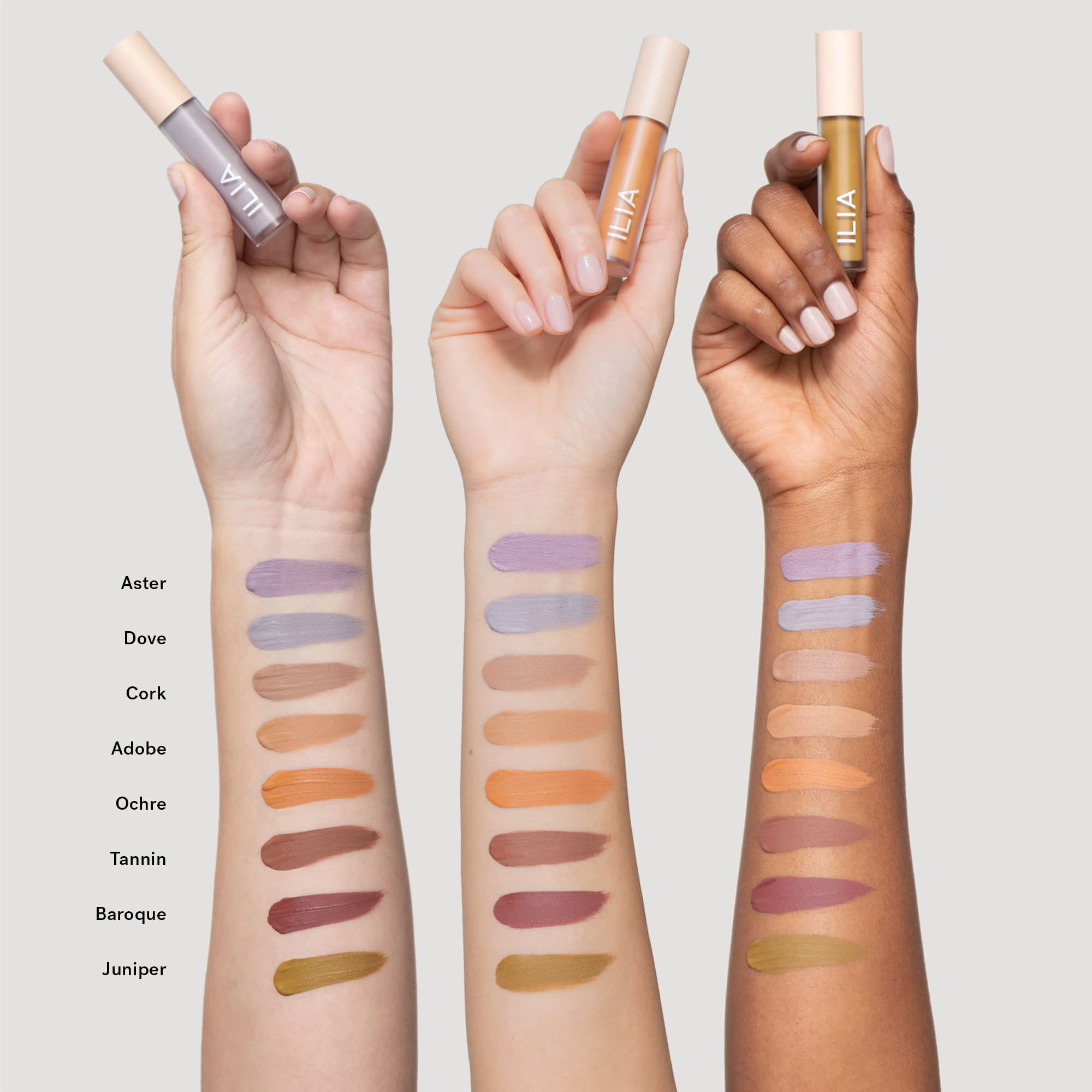 ILIA Matte Liquid Powder Eye Tint, swatch mat avec fini net.