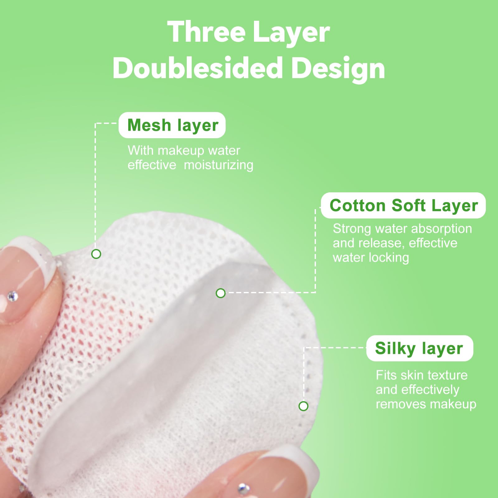 Illidi disques coton visage bords scellés pour éviter peluches et déchirures