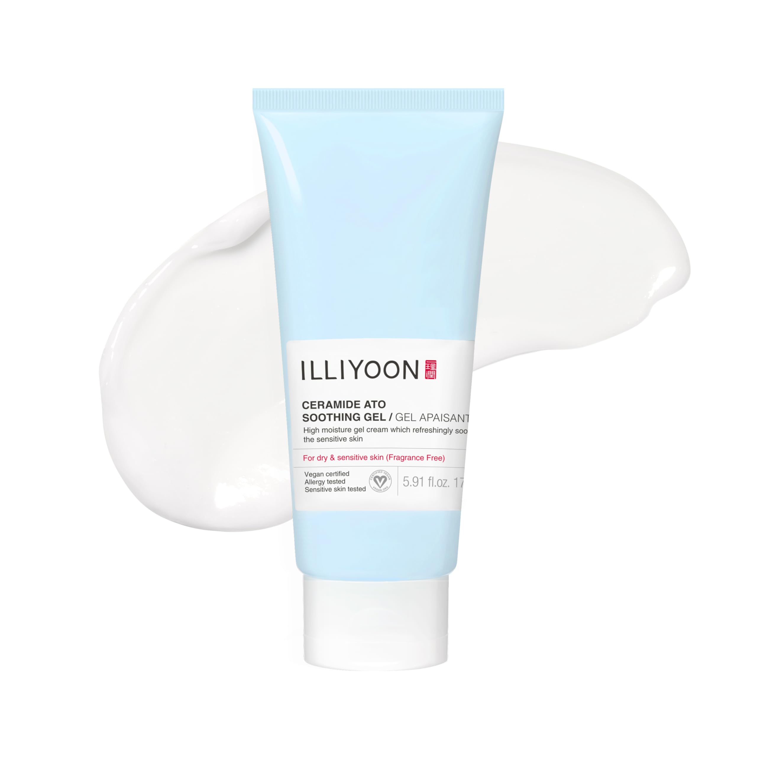 Illiyoon Ceramide Ato Gel, bouteille prête à l’hydratation quotidienne vegan.
