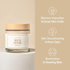 I'm from Masque Riz : application douce exfolie sans irritation.