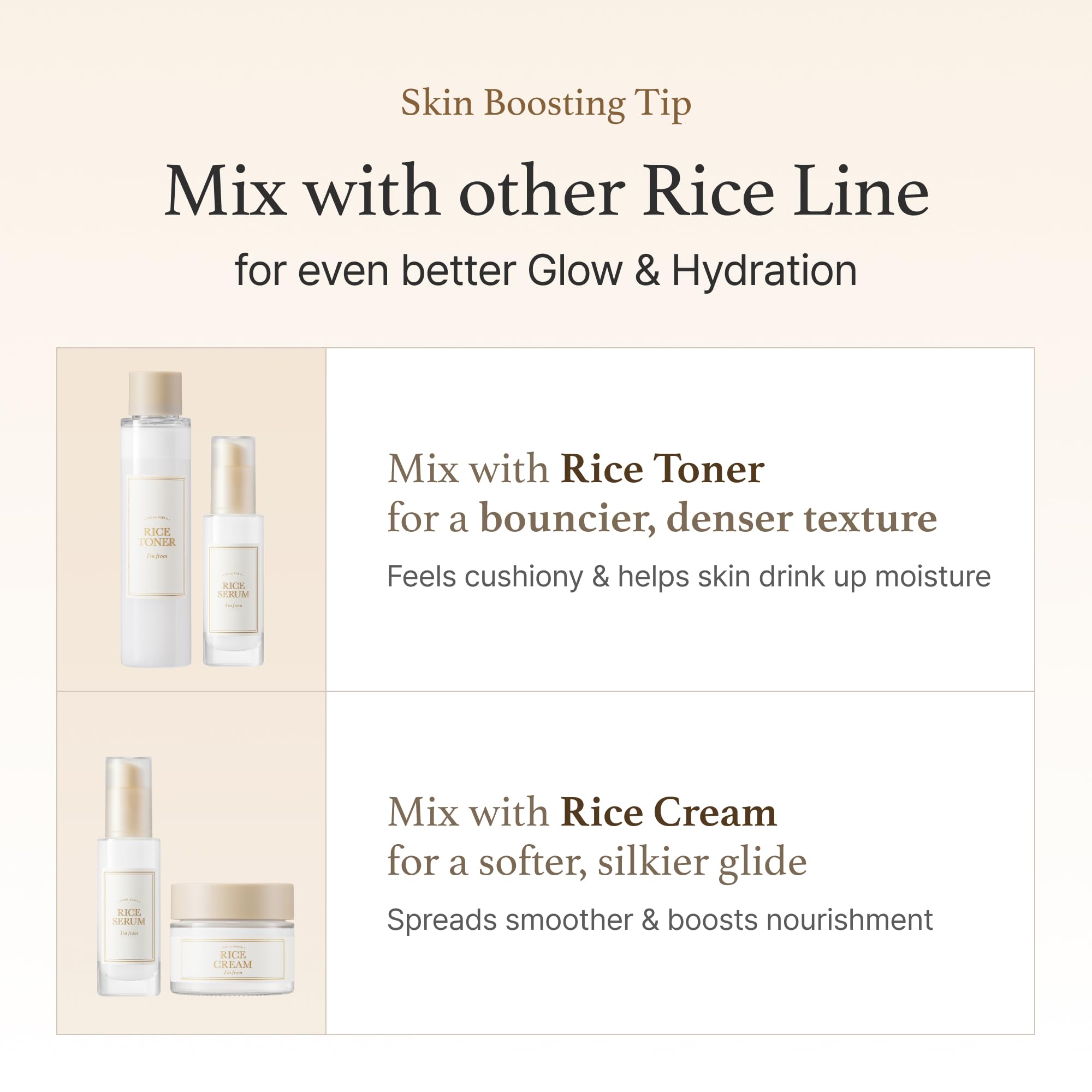 I'm from Rice Serum – hydratation profonde qui nourrit et assouplit la peau.