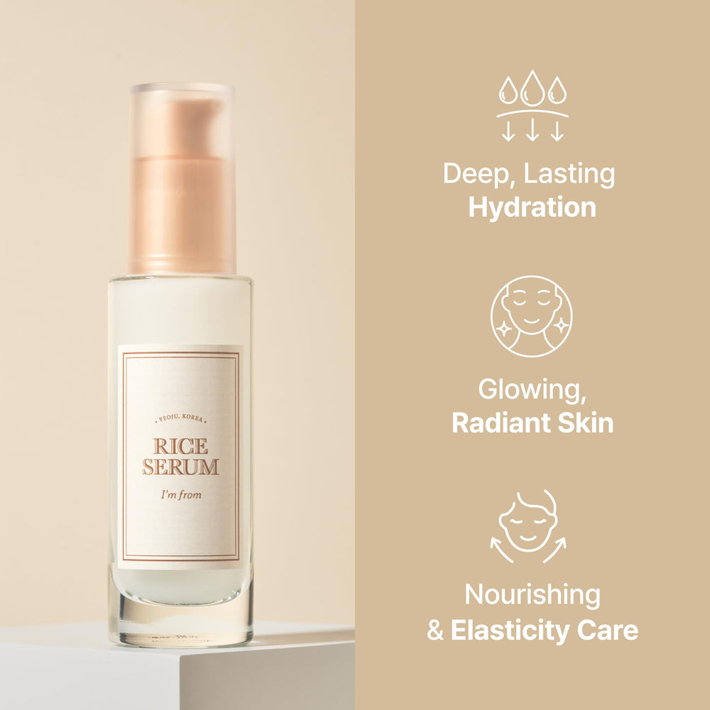 I'm from Rice Serum – texture légère qui pénètre rapidement pour une peau fraîche.