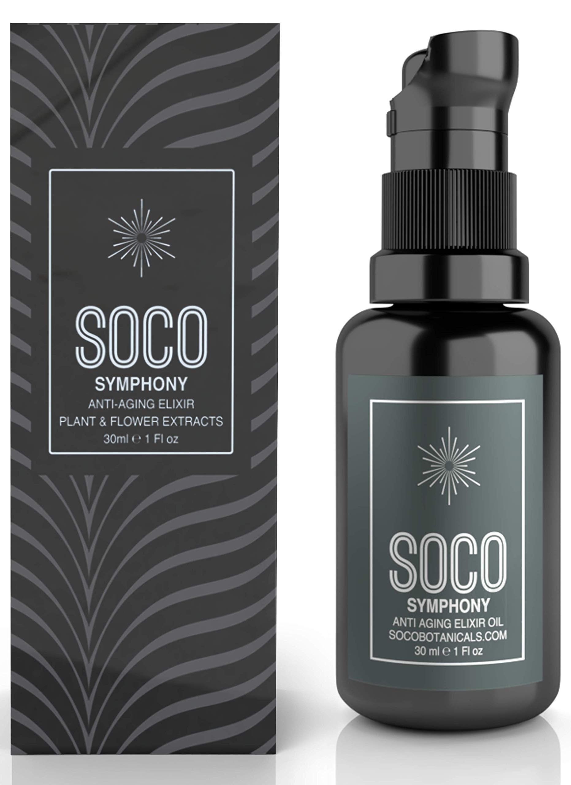 SOCO Botanicals Symphony – Élixir huile visage anti-âge bio (argousier, rose musquée, CoQ10, néroli & immortelle)
