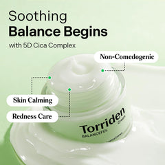 Torriden BALANCEFUL Cream 80 ml – Crème apaisante et hydratante pour peau grasse et sensible | 5D CICA, Acide Hyaluronique Hydrolysé, Panthenol
