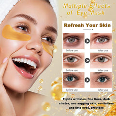 Eqimznv — 32 Paires Masques Yeux & Lèvres, Gel 24K Cristal, Hydratation et Ridules
