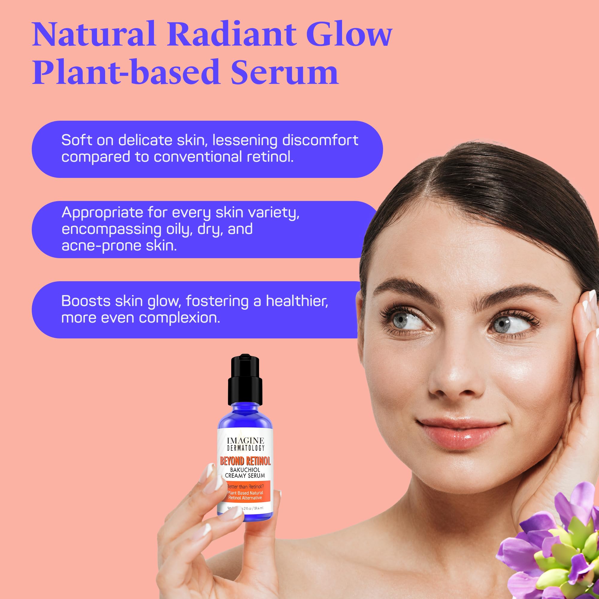 Imagine Dermatology Bakuchiol applicateur pompe, soin facile et précis.