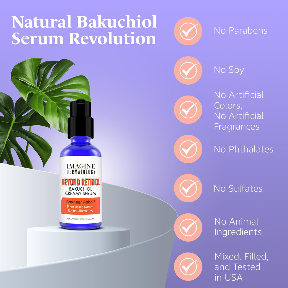 Imagine Dermatology Bakuchiol serum-creme blanche, pénétration rapide pour l’éclat.