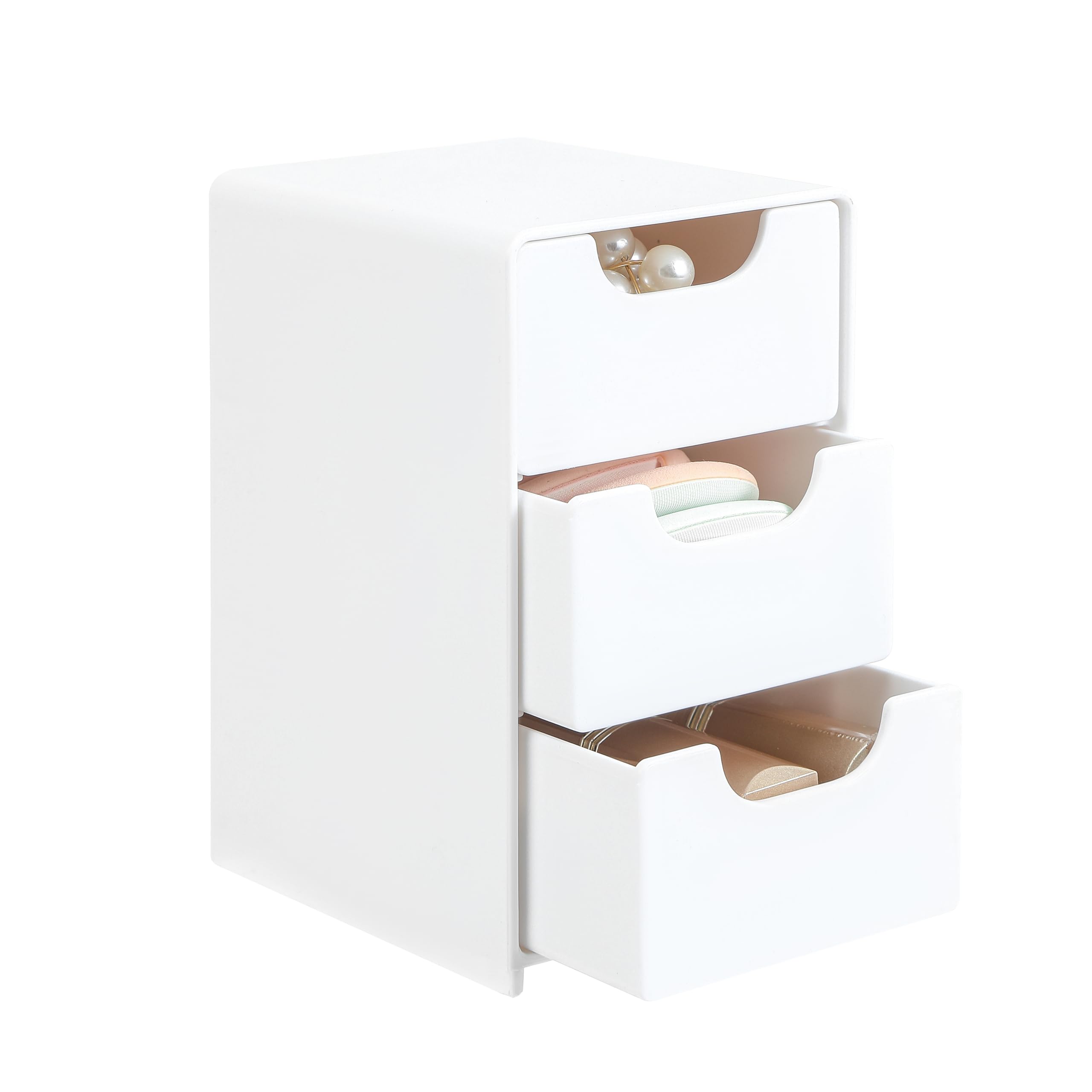 Imakmasion mini-organisateur blanc avec 3 tiroirs pour accessoires.