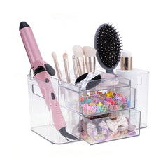 Imakmasion organisateur-accessoires-cheveux à 2 tiroirs, rangement rapide des clips et élastiques.