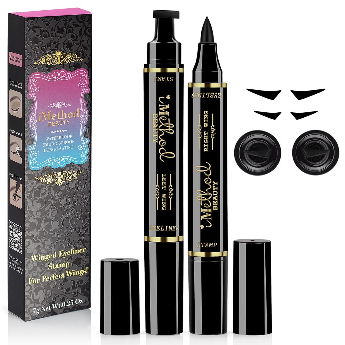 iMethod 2-Pen Winged Eyeliner Stamp left-wing provides precise symmetry for quick application