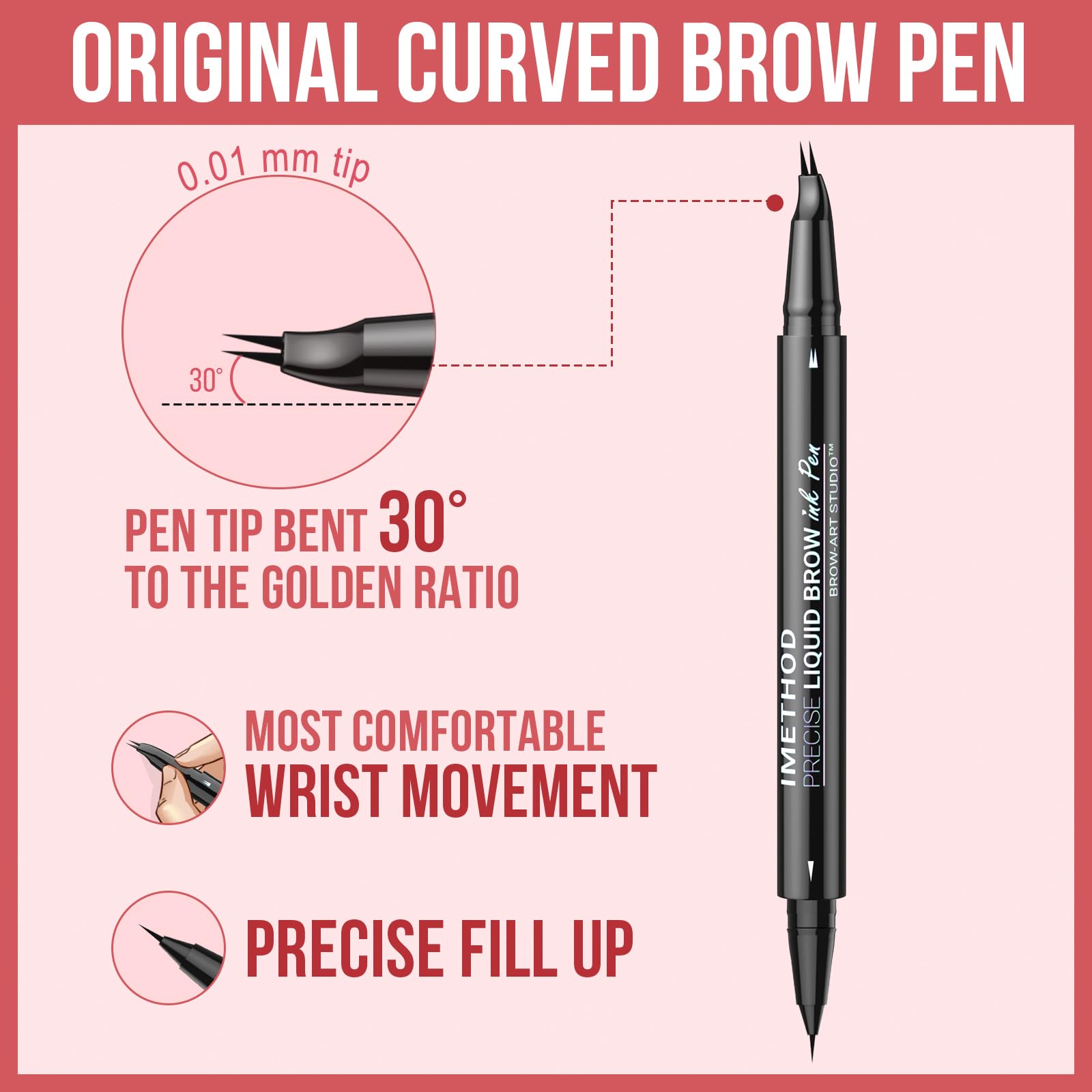 iMethod Curved Eyebrow Pen format compact idéal pour emporter.