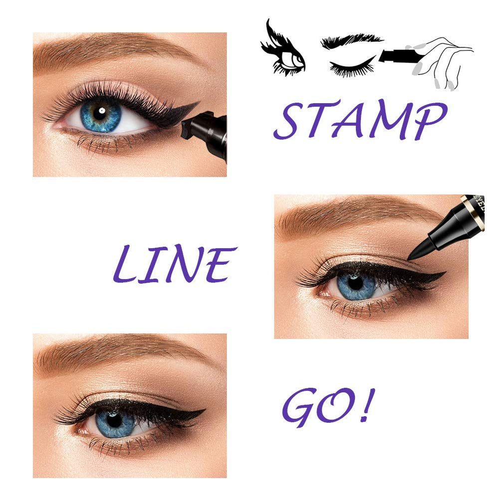 Dual-ended design guides wing and line for easy cat-eye application.