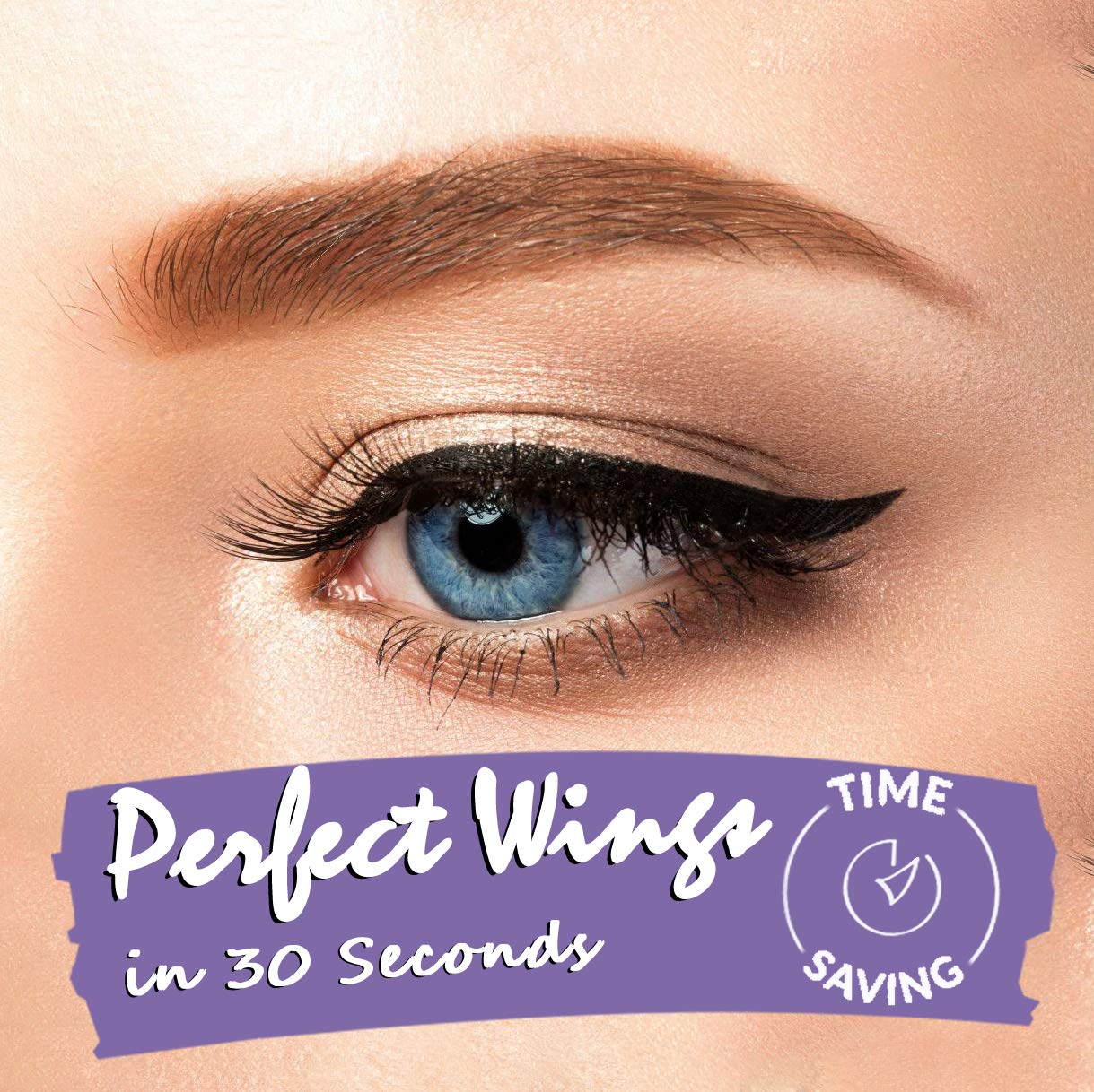 iMethod Eyeliner Stamp on right eye for balanced, cat-eye precision.