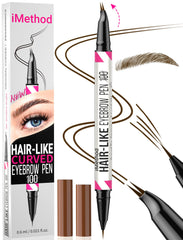 iMethod Sourcil Stylo 2-en-1 – pointe courbée pour des traits naturels et durables.