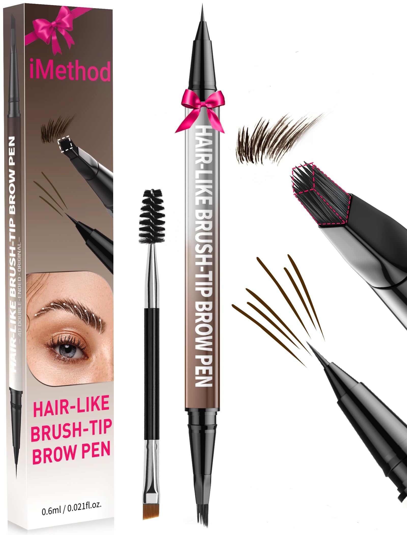 iMethod Sourcils Pen 2-en-1, effet avant-après pour des sourcils définis.