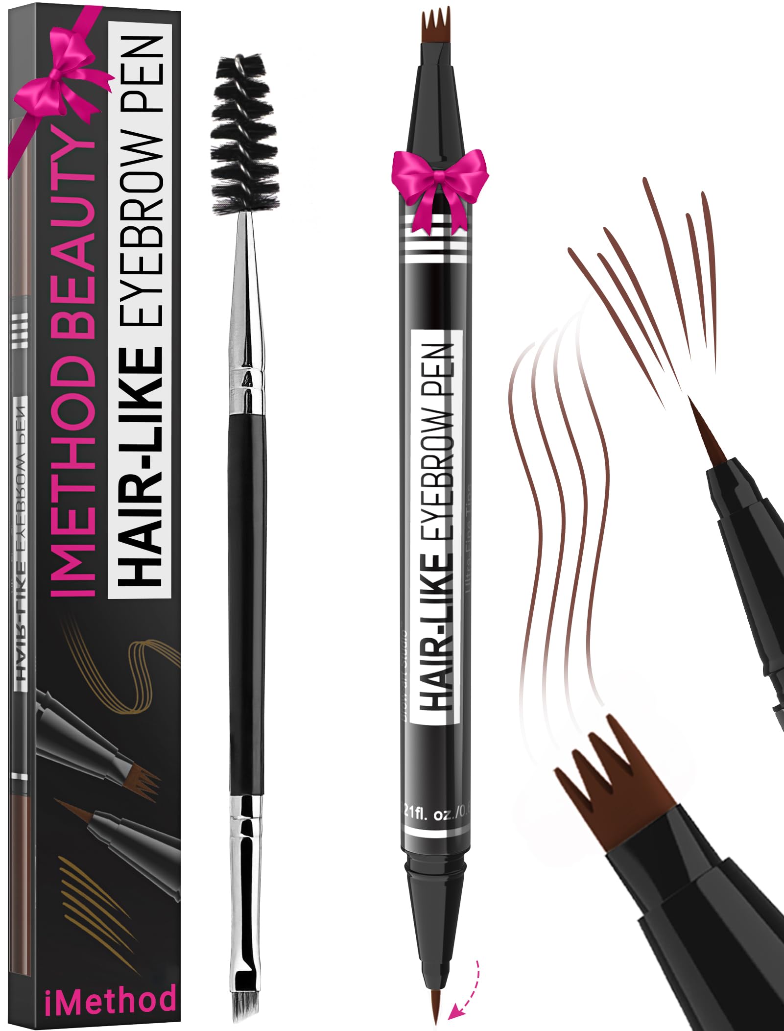 iMethod Sourcils: stylo 2-en-1 avec pointe 4 branches pour un tracé précis.