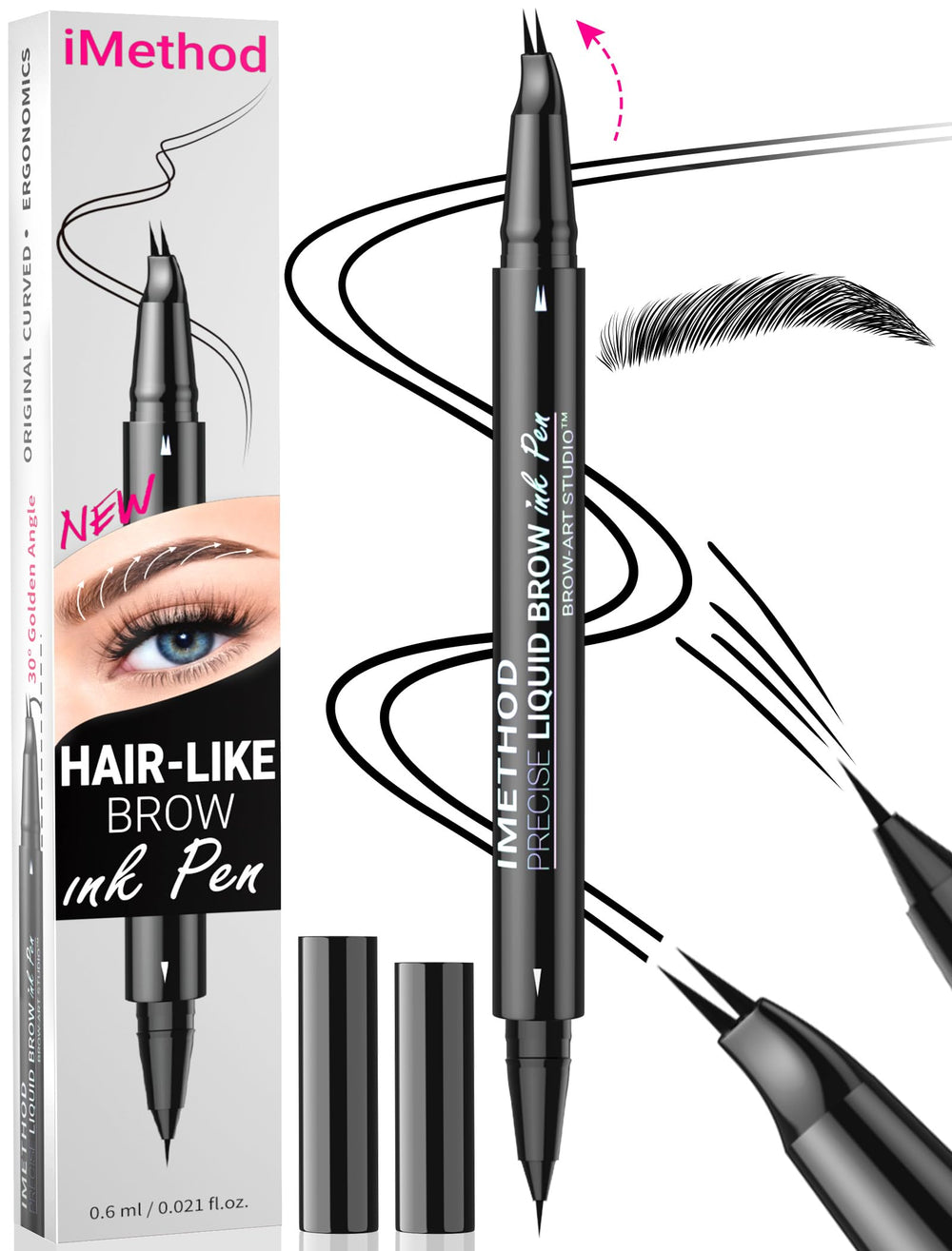 iMethod Stylo sourcils courbe pointe : traces fines pour un fini naturel.