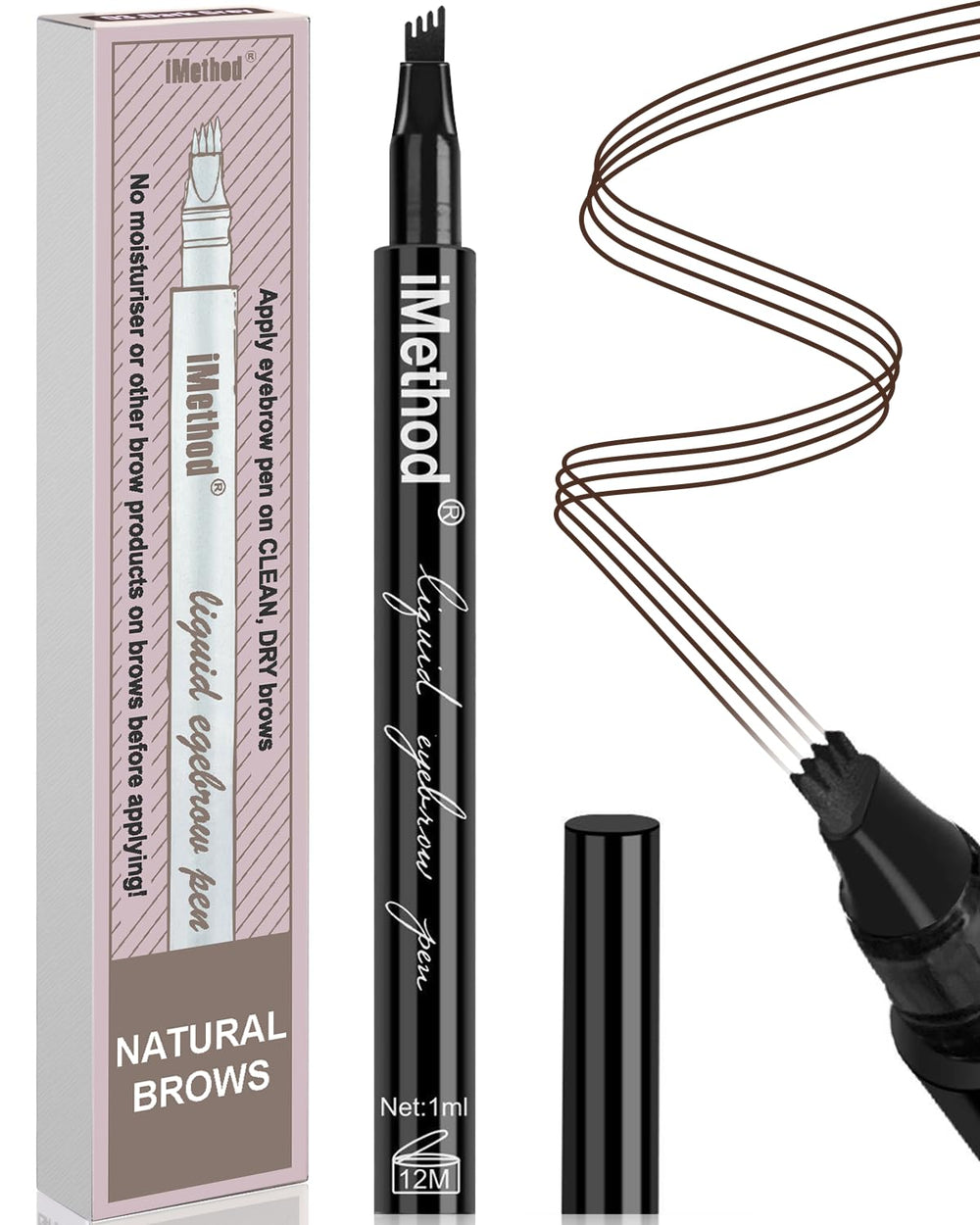 iMethod-stylo-sourcils-embout-fourchette-micro pour des poils naturels et précis.